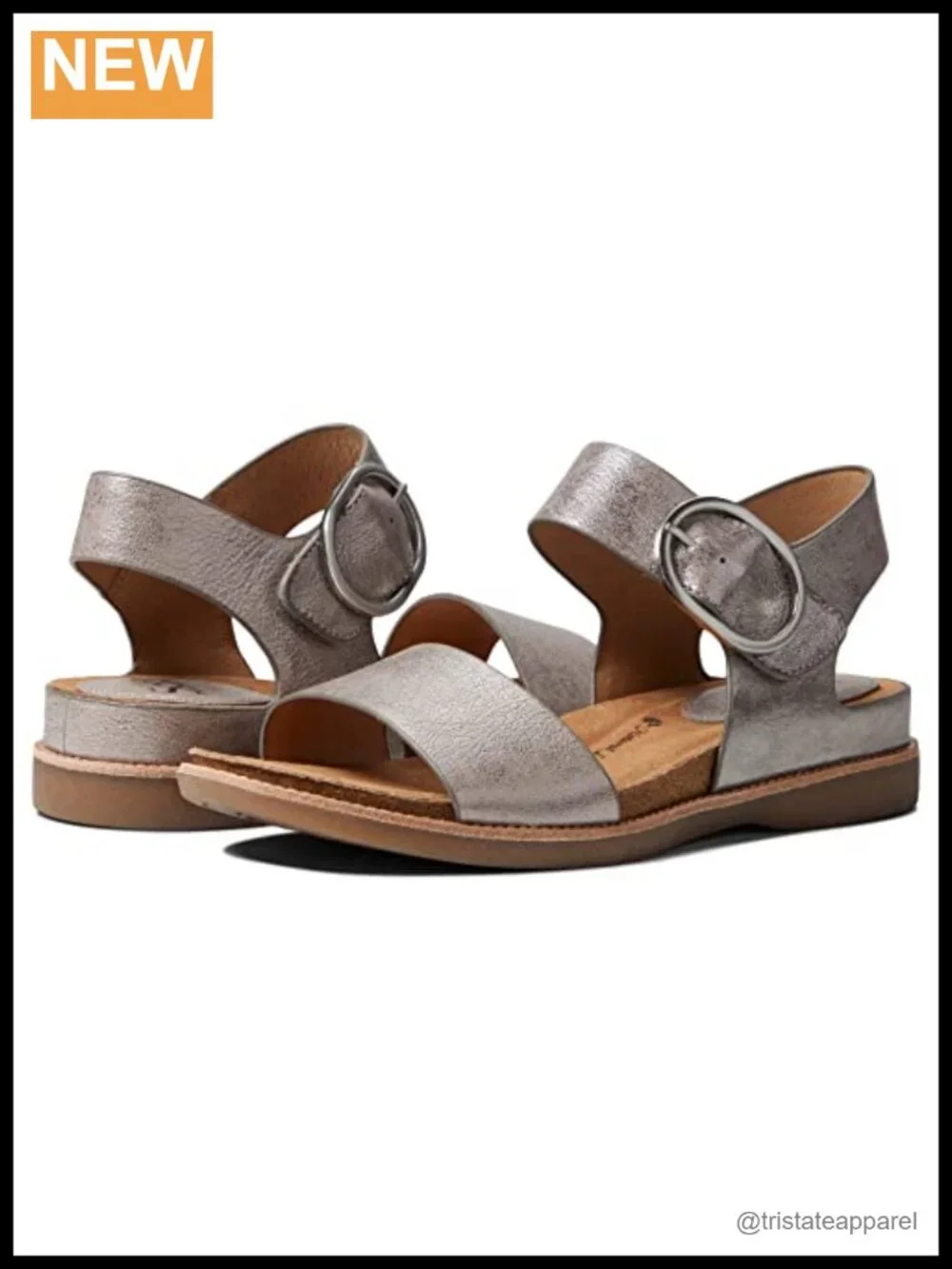 Leather Platform Sandal with Ankle Strap and Buckle